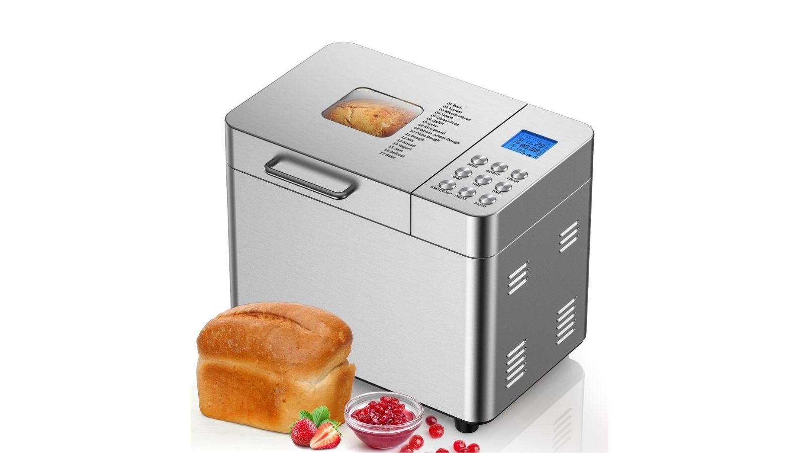 Adding bread ingredients in the correct order inside a bread maker pan.